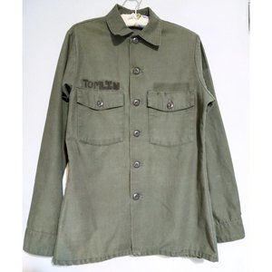 Vintage 60s Named OG-107 Type III Green Military Field Long Sleeve Shirt 15x33
